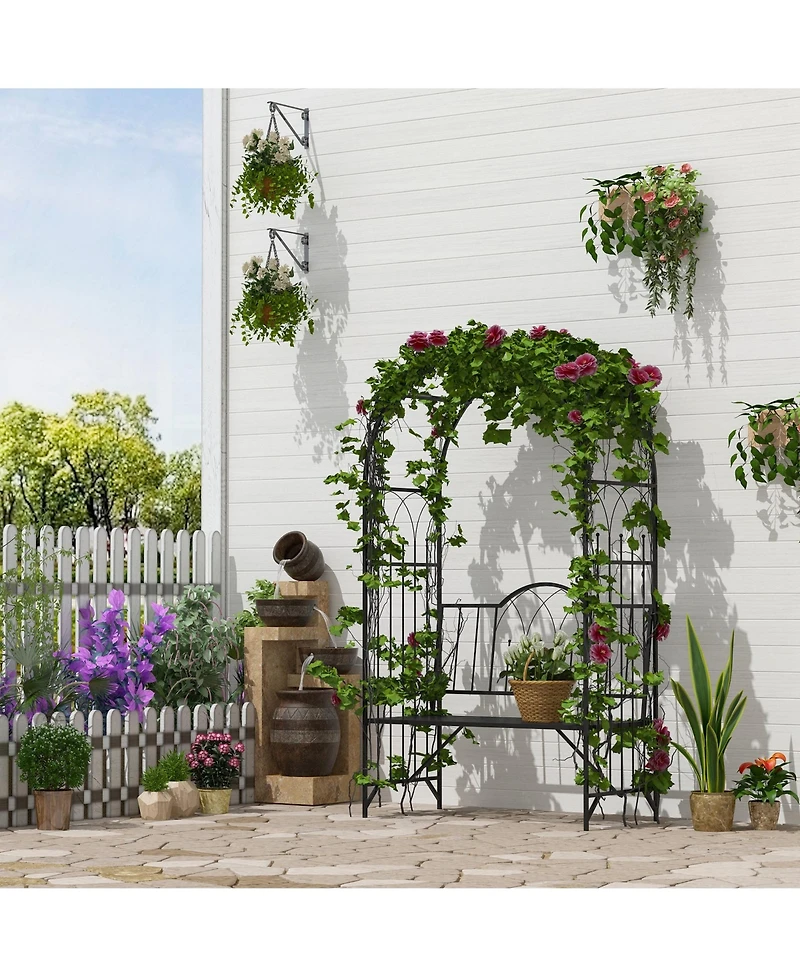 Interlacing Arbor with Bench: Patio Decor & Climbing Plant Support
