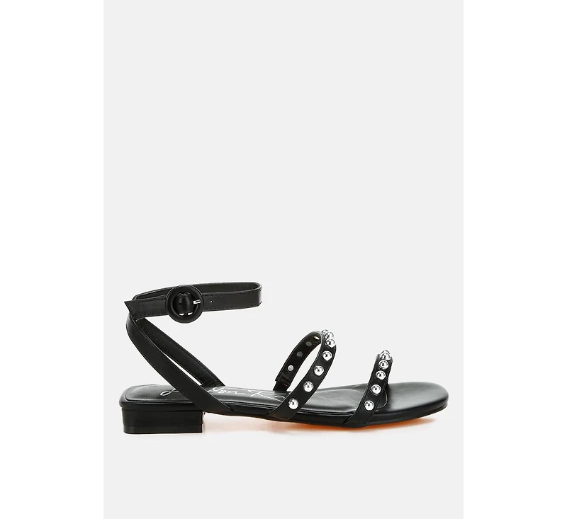 Flippity Studded Ankle Strap Flat Sandals