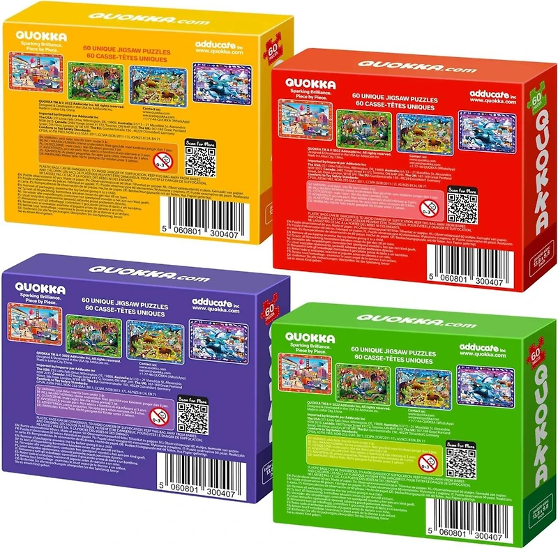 Quokka 4 x 60 Pieces Puzzles for Kids Ages 4-6 - Educational Search & Find Toy