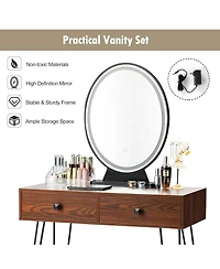 Industrial Makeup Dressing Table with 3 Lighting Modes-Rustic Brown
