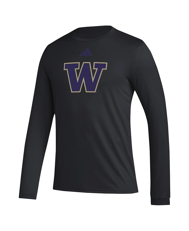 Adidas Men's Washington Huskies Primary Locker Logo Pre-Game Long Sleeve T-Shirt