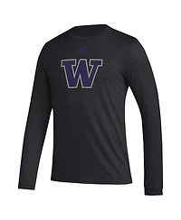 Adidas Men's Washington Huskies Primary Locker Logo Pre-Game Long Sleeve T-Shirt