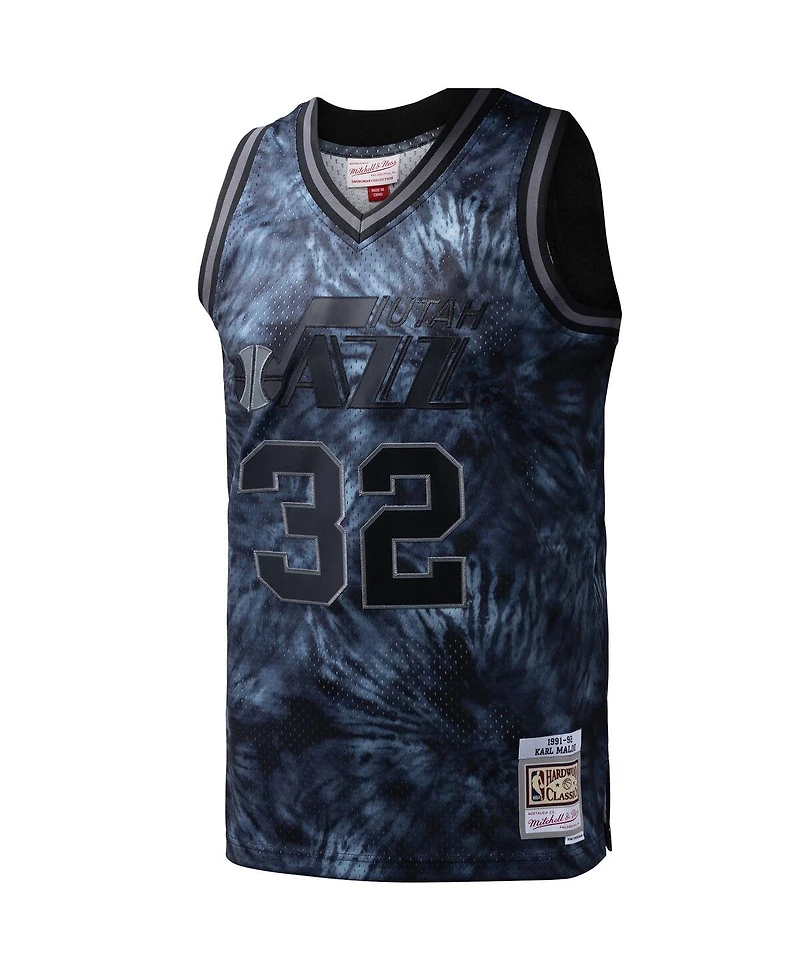 Mitchell & Ness Men's Karl Malone Black Utah Jazz Hardwood Classics 1991/92 Tie-Dye Swingman Jersey