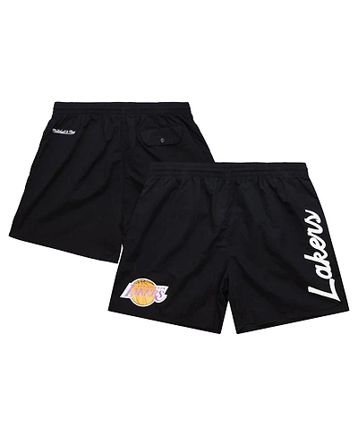 Mitchell & Ness Men's Black Los Angeles Lakers Team Essentials Nylon Shorts