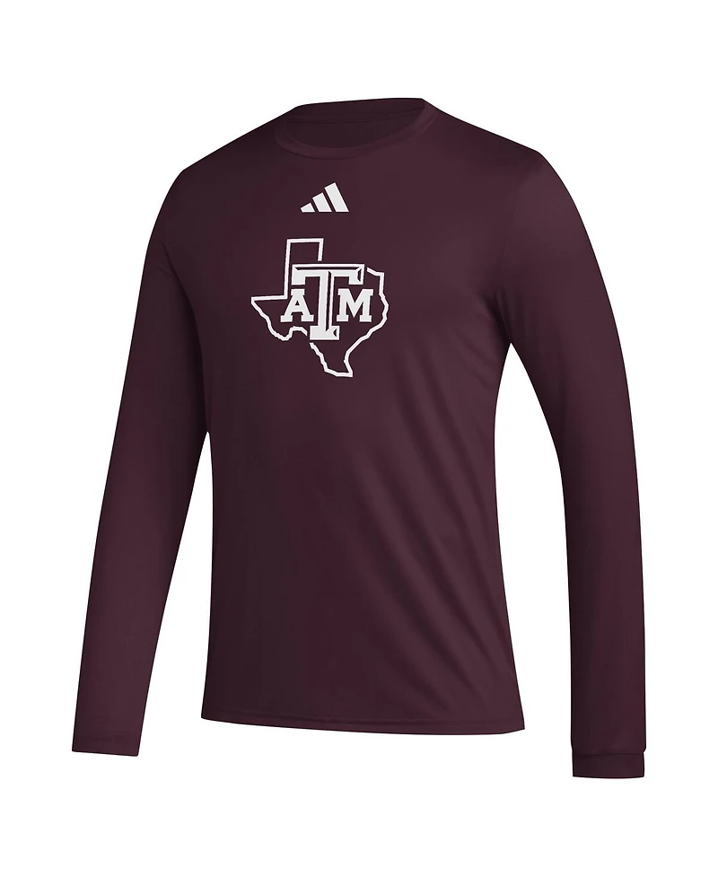 Adidas Men's Maroon Texas A&M Aggies Primary Locker Logo Pre-Game Long Sleeve T-Shirt