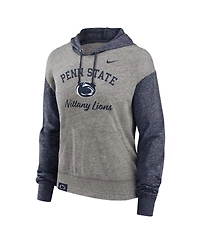 Nike Women's Heather Gray/Navy Penn State Nittany Lions Blitz Color Block Legacy Pullover Hoodie