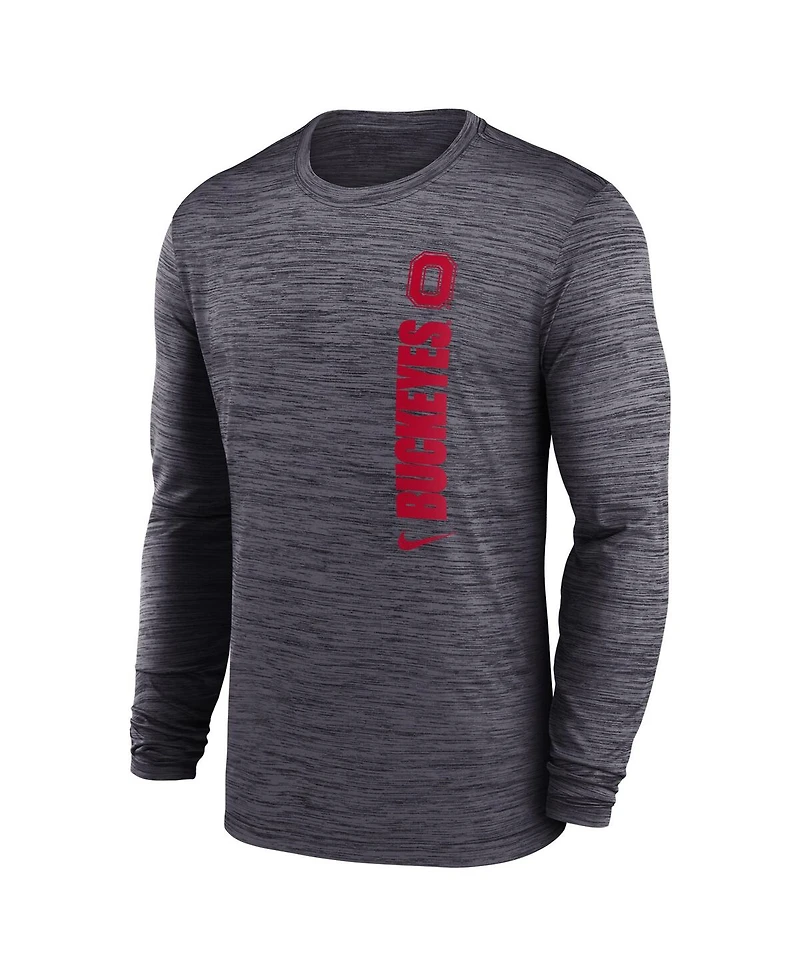 Nike Men's Black Ohio State Buckeyes 2024 Sideline Velocity Performance Long Sleeve T-Shirt