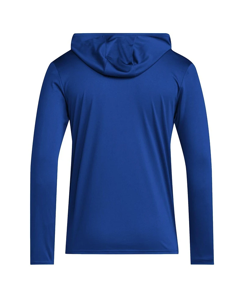 Adidas Men's Royal Kansas Jayhawks 2024 Sideline Hooded Long Sleeve T-Shirt