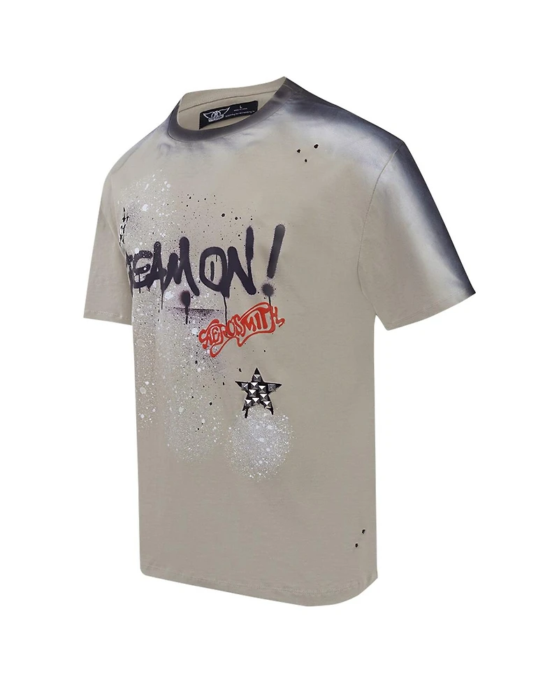 Freeze Max Men's Tan Aerosmith Sprayed Dream On Loose T-Shirt