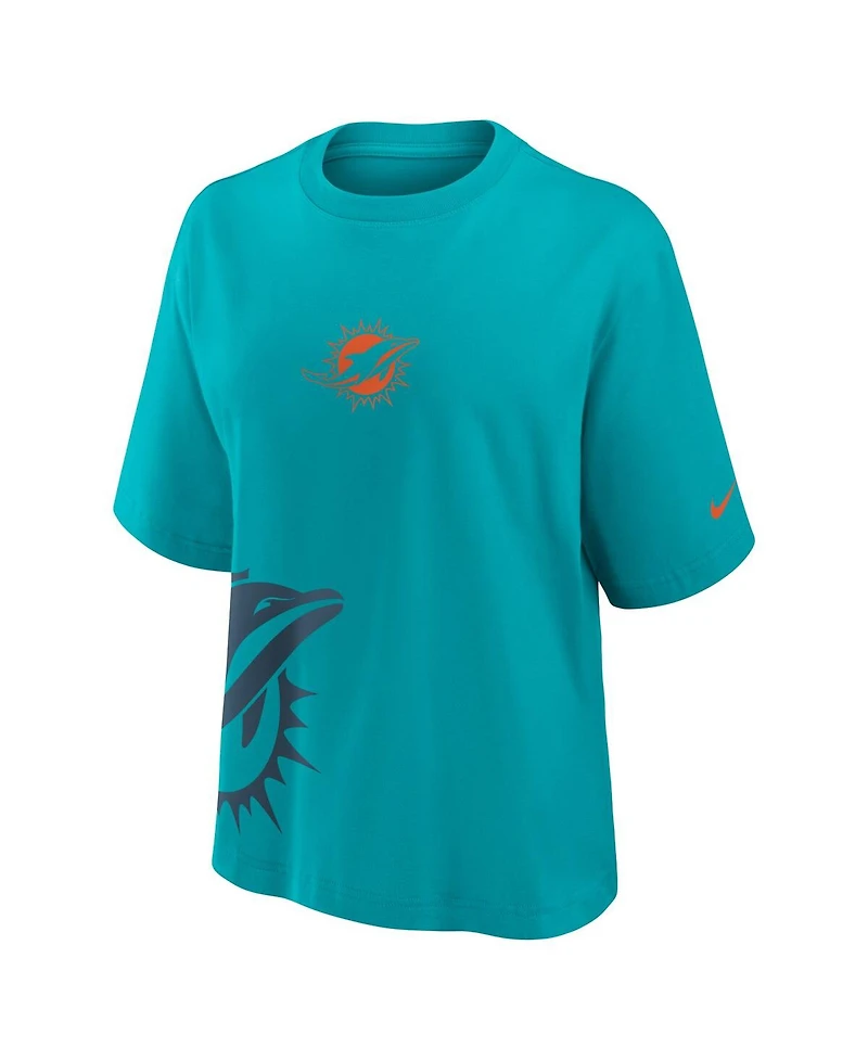 Nike Women's Aqua Miami Dolphins Boxy T-Shirt