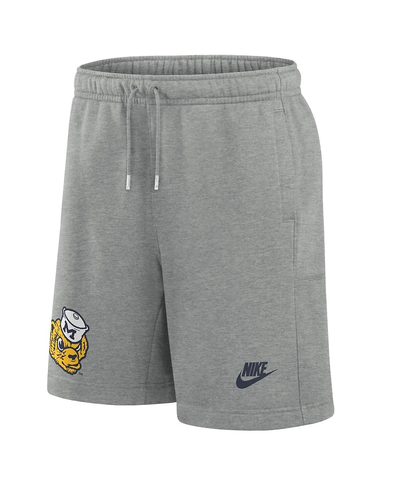 Nike Men's Heather Gray Michigan Wolverines Legacy Essential Fleece Shorts