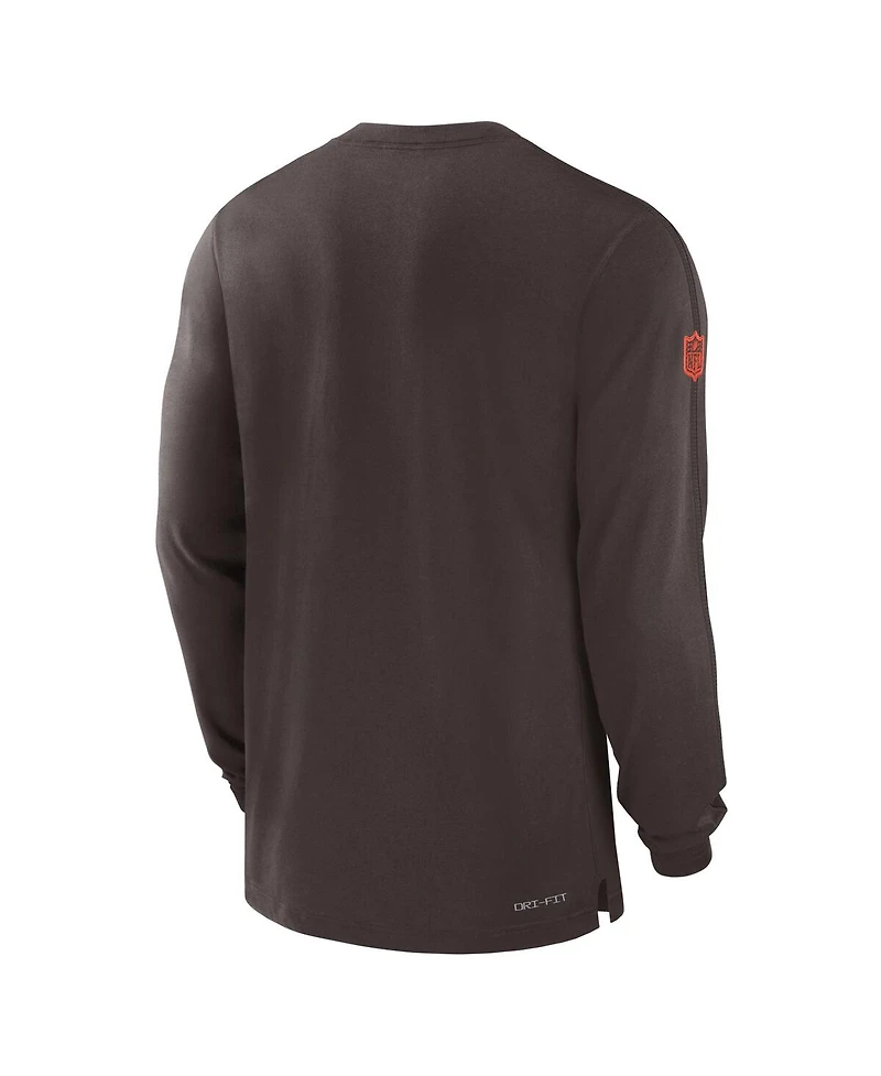 Nike Men's Brown Cleveland Browns Sideline Player Performance Long Sleeve T-Shirt