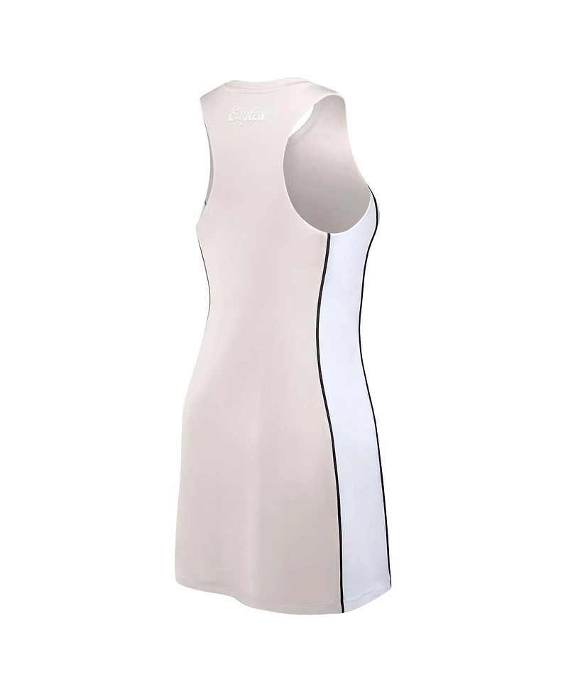 Fanatics Women's Cream Philadelphia Eagles Studio Boost Athletic Half-Zip Dress