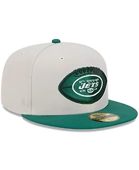 New Era Men's Stone/Green York Jets 2024 Sideline Historic 59FIFTY Fitted Hat