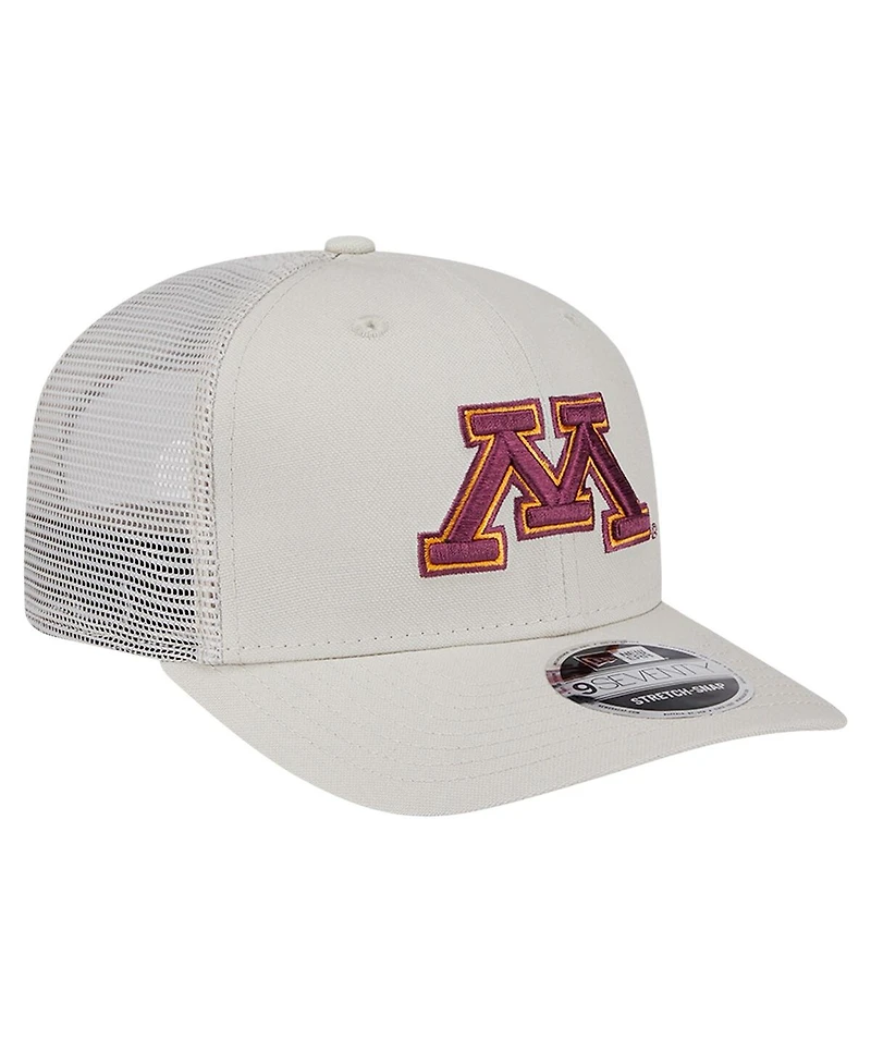 New Era Men's Stone Minnesota Golden Gophers Canvas 9SEVENTY Stretch-Snap Hat