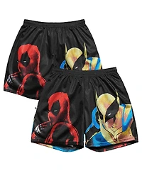 Chalk Line Men's Black Deadpool Wolverine Color Pop Retro Shorts