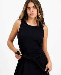 Bar Iii Petite Women's Sleeveless Crewneck Tie-Waist Jumpsuit, Exclusively at Macy's