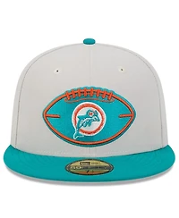 New Era Men's Stone/Aqua Miami Dolphins 2024 Sideline Historic 59FIFTY Fitted Hat