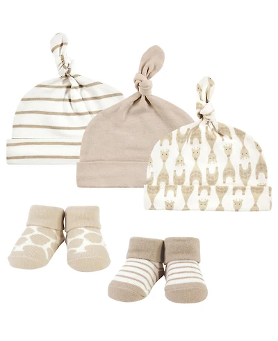 Hudson Baby Boys or Baby Girls Cap and Socks Set, Modern Giraffe, 0-9 Months