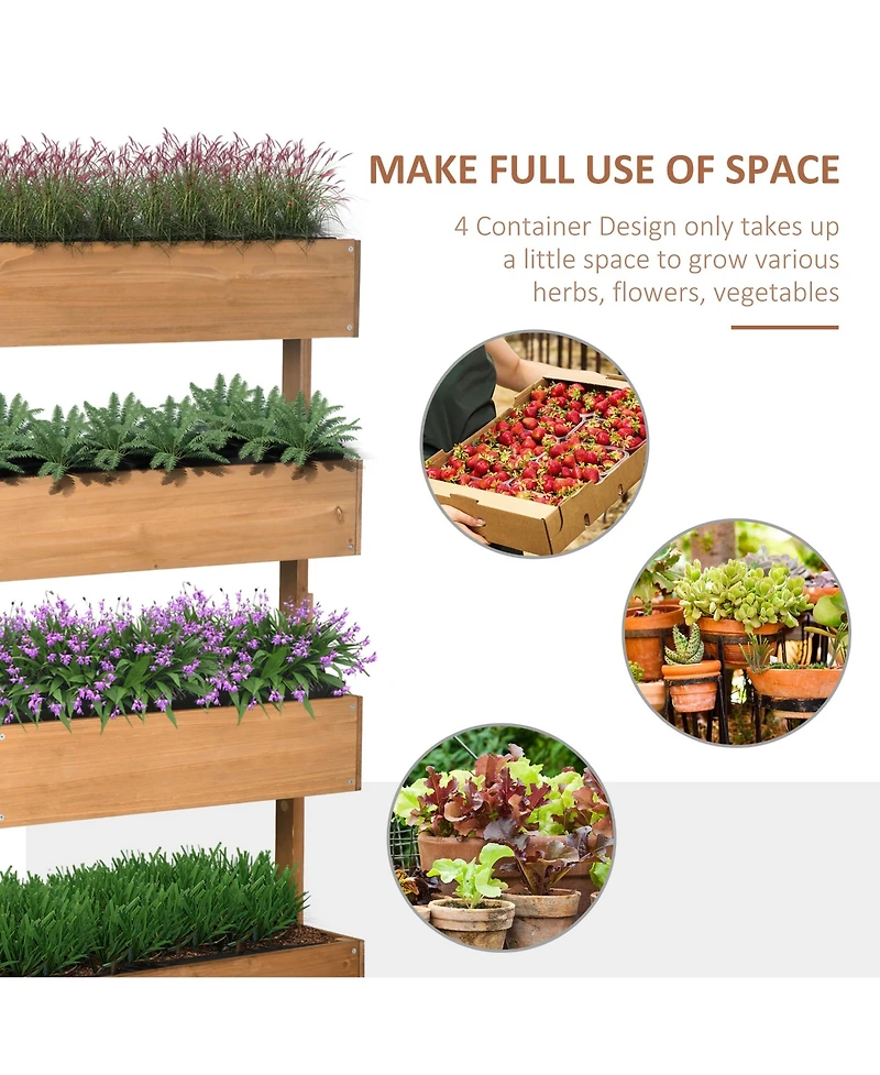 4-Tier Wooden Vertical Garden Planter