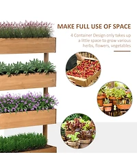 4-Tier Wooden Vertical Garden Planter