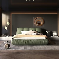 Streamdale Queen Upholstered Platform Bed with Backrest and Solid Legs