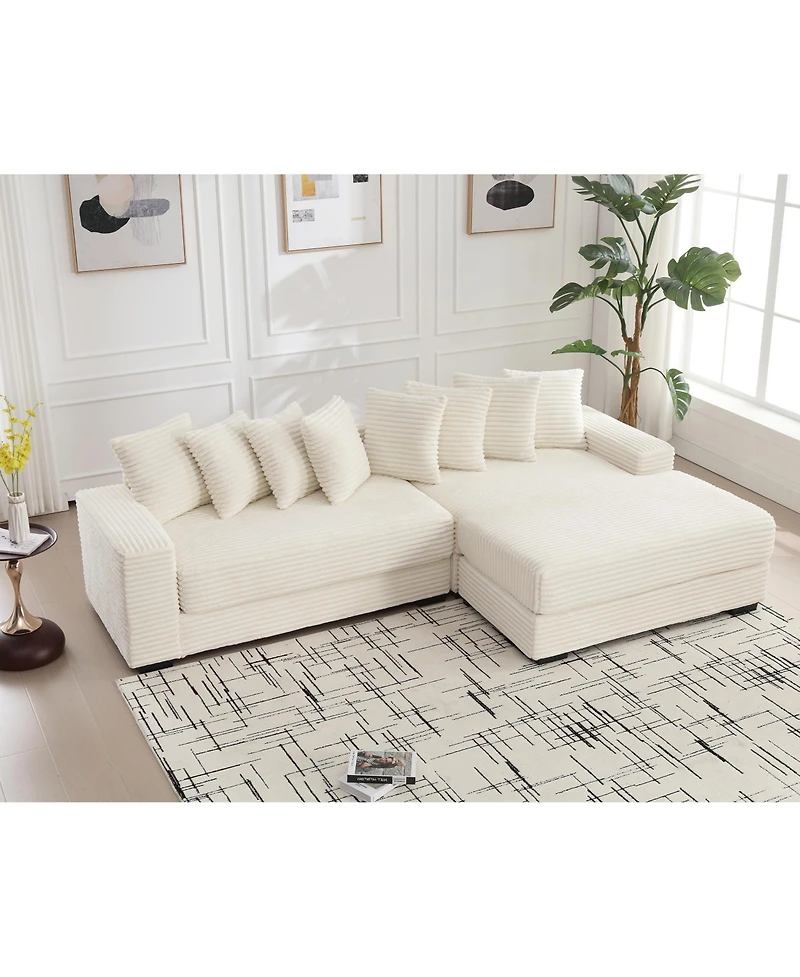 Streamdale Furniture Oversized Velvet L-Shaped Corner Sofa with Pillows