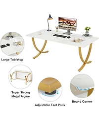 Tribesigns Executive Desk, 63” W x 31.5” D Large Office Desk, Modern Computer Desk Conference Table Meeting Room Table, Business Furnitu
