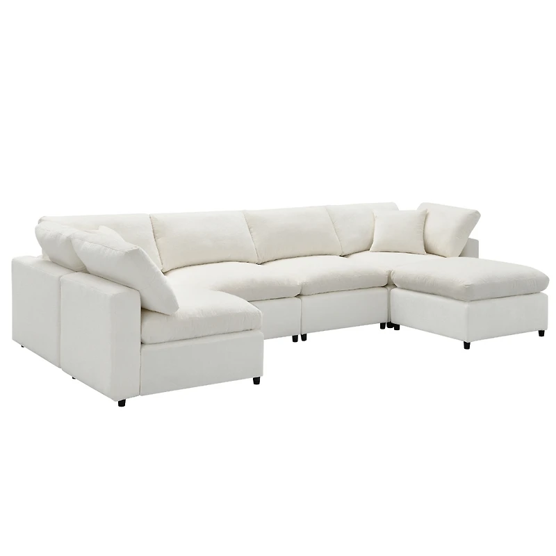 Streamdale Furniture Modern Modular 6-Seat Cloud Sofa Bed with Ottoman
