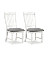 Skonyon Set of 2 Dining Chairs Kitchen Side Chair with Solid Wood Legs-White
