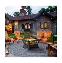 Yaheetech Iron Fire Pit for Patio Bbq Camping Bonfire