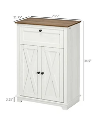 Simplie Fun Farmhouse Barn Door Accent Cabinet with Drawer & Shelf