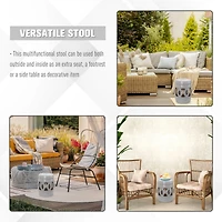 14" Ceramic Garden Stool: Knotted Ring Design