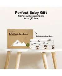 KeaBabies 5pk Softe Muslin Burp Cloths for Baby Girls and Boys, Organic Burping Babies, Clothes