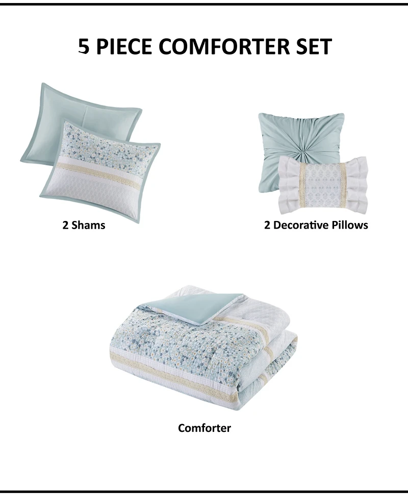 Madison Park Caralie Seersucker 5-Pc. Comforter Set, Full/Queen