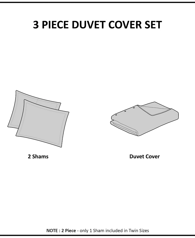 Madison Park Viola Damask Tufted 3-Pc. Duvet Cover Set, Full/Queen