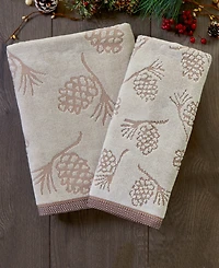 Skl Home Pinecone Jacquard Cotton 2 Piece Hand Towel, 16" x 25"