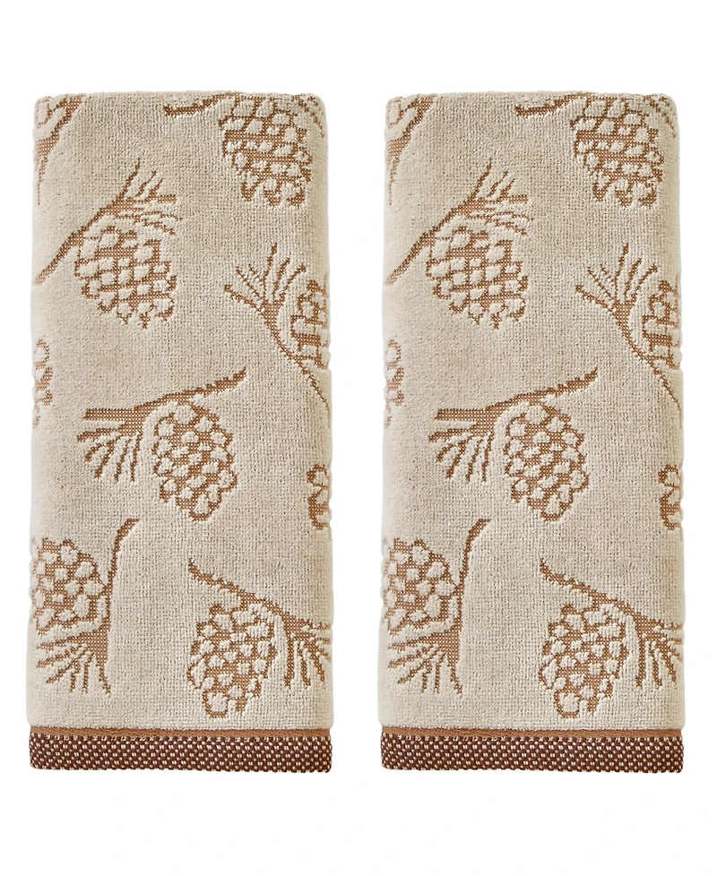 Skl Home Pinecone Jacquard Cotton 2 Piece Hand Towel, 16" x 25"