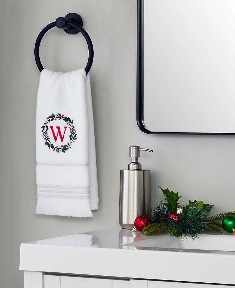 Skl Home Wreath Monogram Cotton Hand Towel, 16" x 26"
