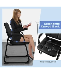 Vebreda Upholstered Waiting Room Chair with Armrest and Ergonomic Backrest-Black