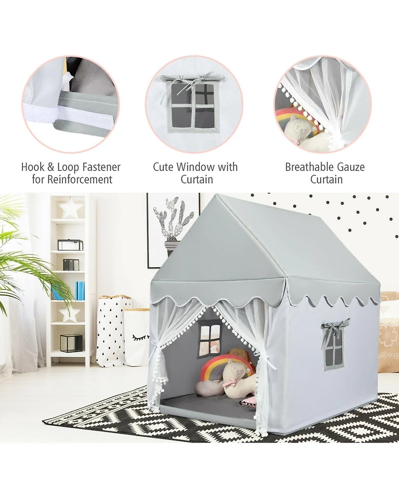 Kids Large Play Castle Fairy Tent with Mat-Gray
