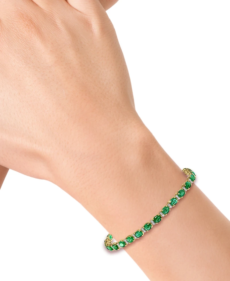 Effy Emerald (9-1/3 ct. t.w.) and Diamond (1/4 Tennis Bracelet 14k Gold (Also Available Brasilica by Sapphire)
