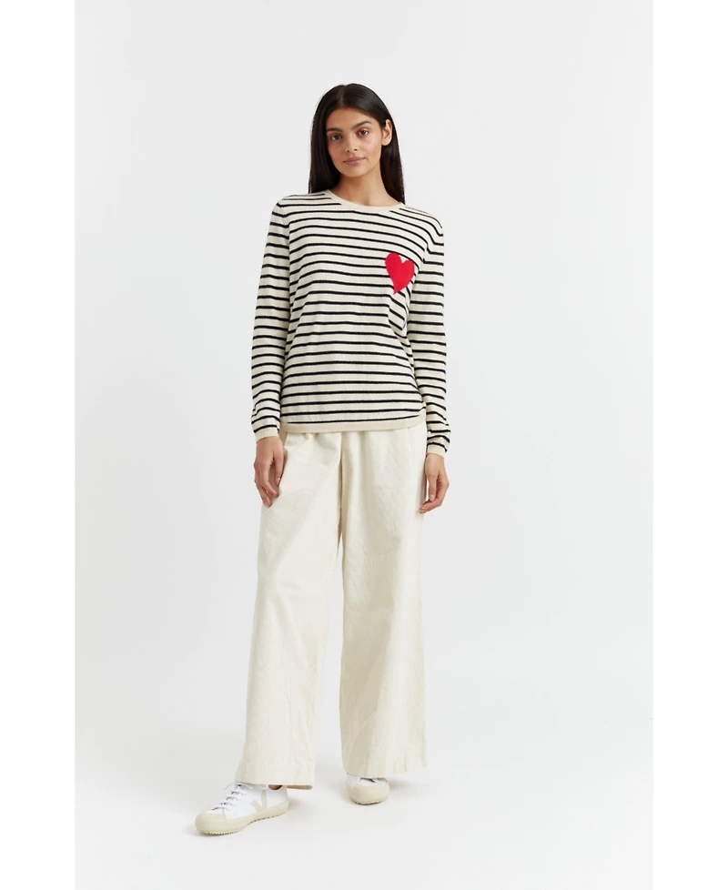 Chinti & Parker Women's Breton Heart Wool Cashmere Sweater