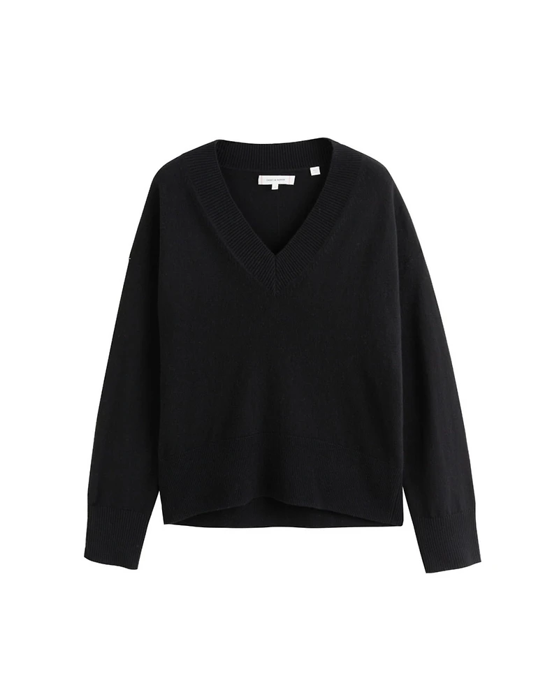 Chinti & Parker Women's V Neck Wool Cashmere Slouchy Lightweight Sweater