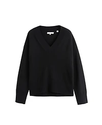 Chinti & Parker Women's V Neck Wool Cashmere Slouchy Lightweight Sweater