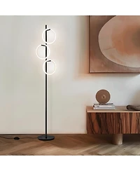 Saturn 66" Led Tree Floor Lamp with 3 Rgb Light Rings