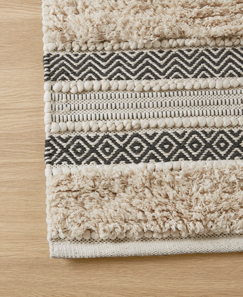 Ink+Ivy Asher Woven Texture Stripe Bath Rug, 22" x 58"