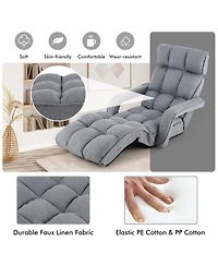 Skonyon 6-Position Adjustable Floor Chair with Adjustable Armrests and Footrest-Gray