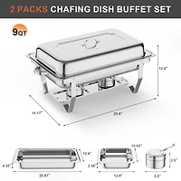 2 Pack 8QT Chafing Dish Buffet Set with Water Pan Stainless Steel Food Warmers for Parties Buffet