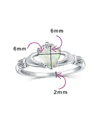 Bling Jewelry Sorority Sister Silver Ring Opal Claddagh Design - Celtic Friendship